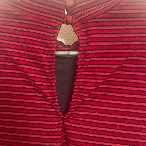 Burgundy Velvet Balloon Striped Dress | Lulus - Picture 6 of 6